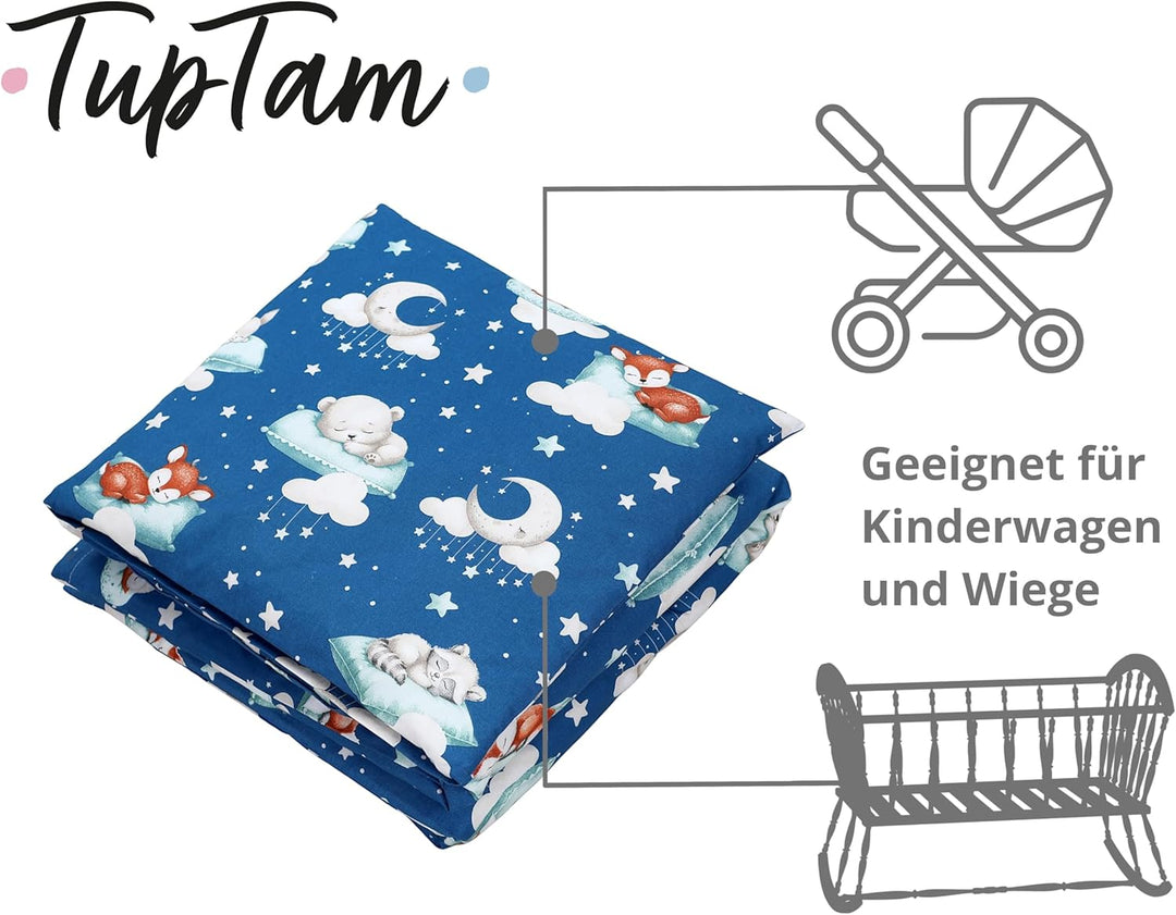 TupTam Unisex Baby Wiegenset 4-teilig Bettwäsche-Set: Bettdecke und Kopfkissen mit Bezug, Farbe: Sch