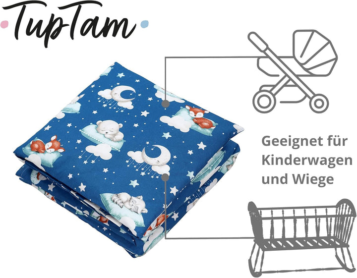 TupTam Unisex Baby Wiegenset 4-teilig Bettwäsche-Set: Bettdecke und Kopfkissen mit Bezug, Farbe: Sch