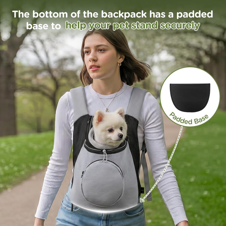 BONTHEE Hundetrage-Rucksack für kleine Hunde & Welpen – atmungsaktiver Frontrucksack mit PE-Boden un