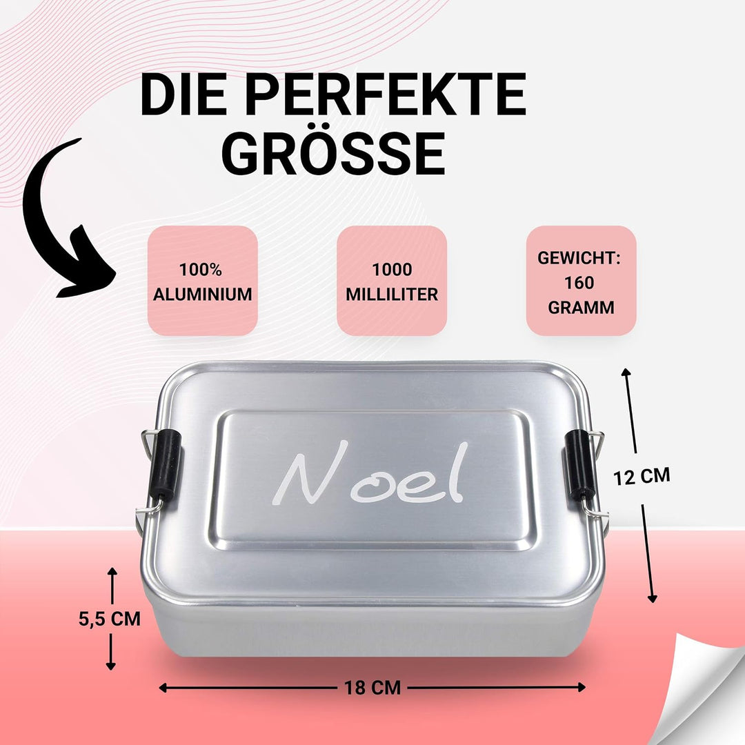 Personalisierte Brotdose 1000 ml Aluminium - Geschenkidee für Klein &amp; Gross | Brotzeitbox, Jausenbox
