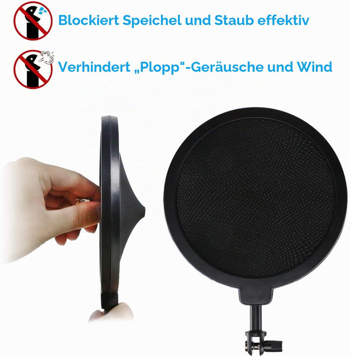 AT2020 Mikrofonspinne mit Popschutz, Windschutz und Shockmount zur Reduzierung von Vibrations für AT