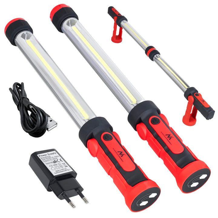 Maclean MCE230 COB LED XXL 2x Werkstattlampe Arbeitslampe Arbeitsleuchte Handlampe Magnet Haken Dual