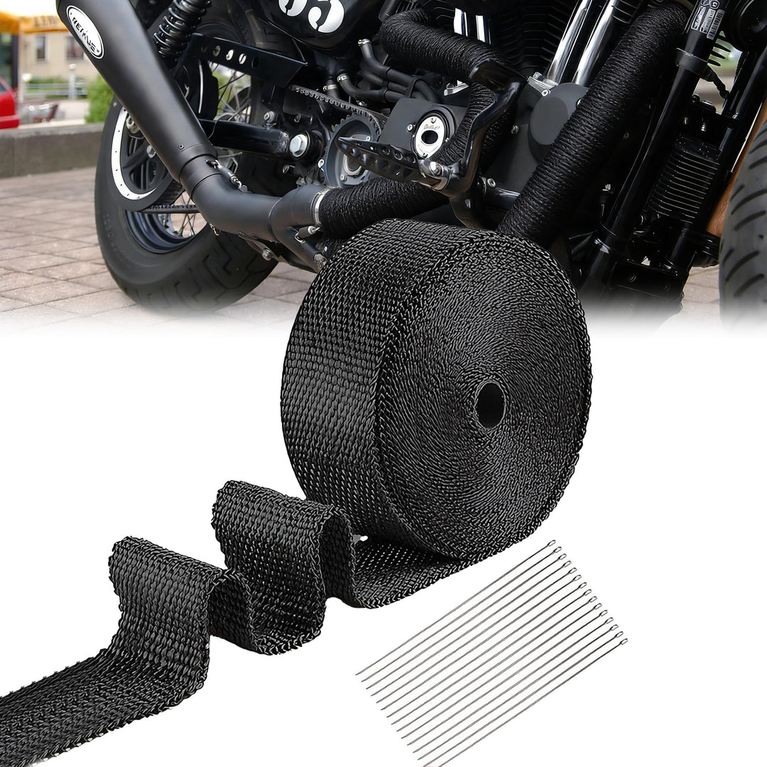 Hitzeschutzband Auspuff 15M X 5CM：Auspuff Dichtband Hitzebeständig mit 15 Edelstahl Kabelbinder Hitz