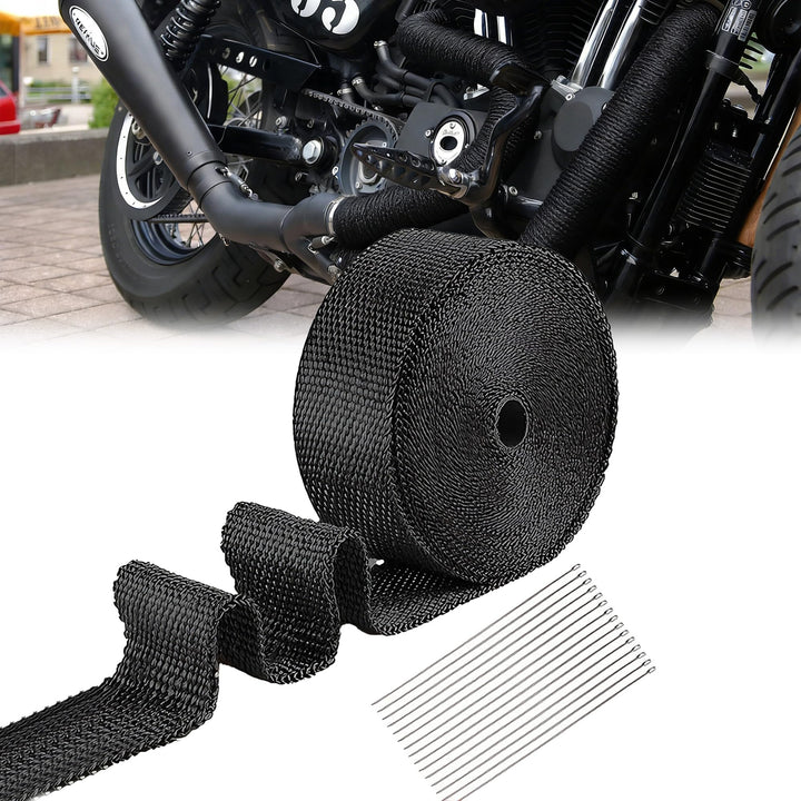 Hitzeschutzband Auspuff 15M X 5CM：Auspuff Dichtband Hitzebeständig mit 15 Edelstahl Kabelbinder Hitz