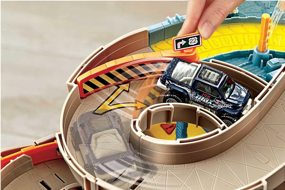 Matchbox Autorennbahn, 4-stöckig mit Rampe, Aufzug, Waschanlage und Abschleppwagen für Matchbox Auto