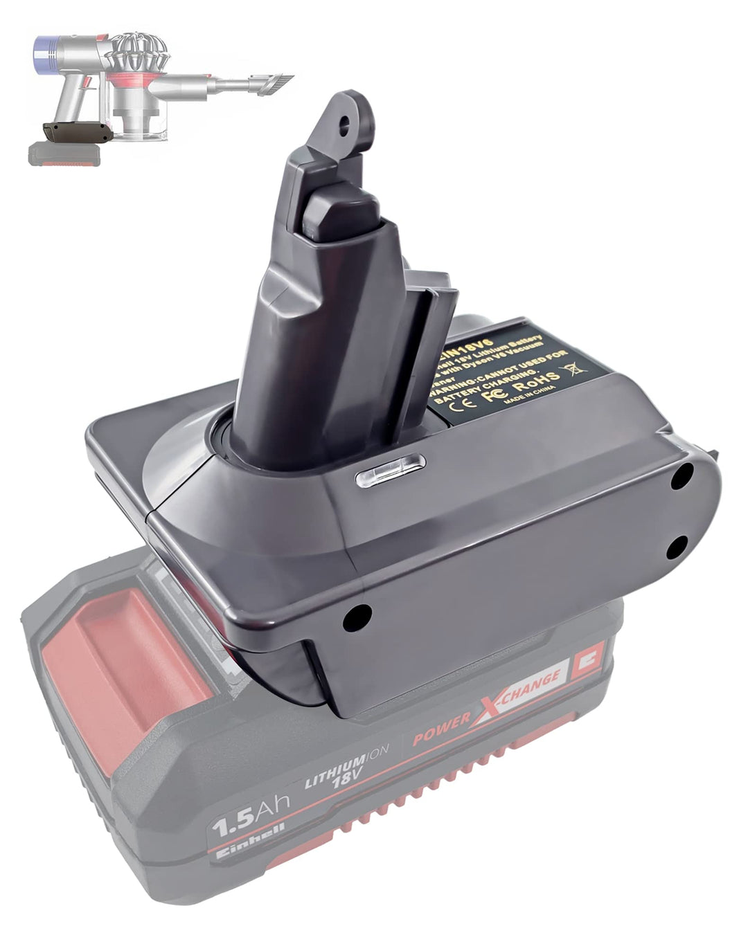 URUN für Dyson V6 Akku Adapter,EIN18V6 Adapter für Einhell 18V Lithium Akku, für Dyson V6 AbsoluteMo