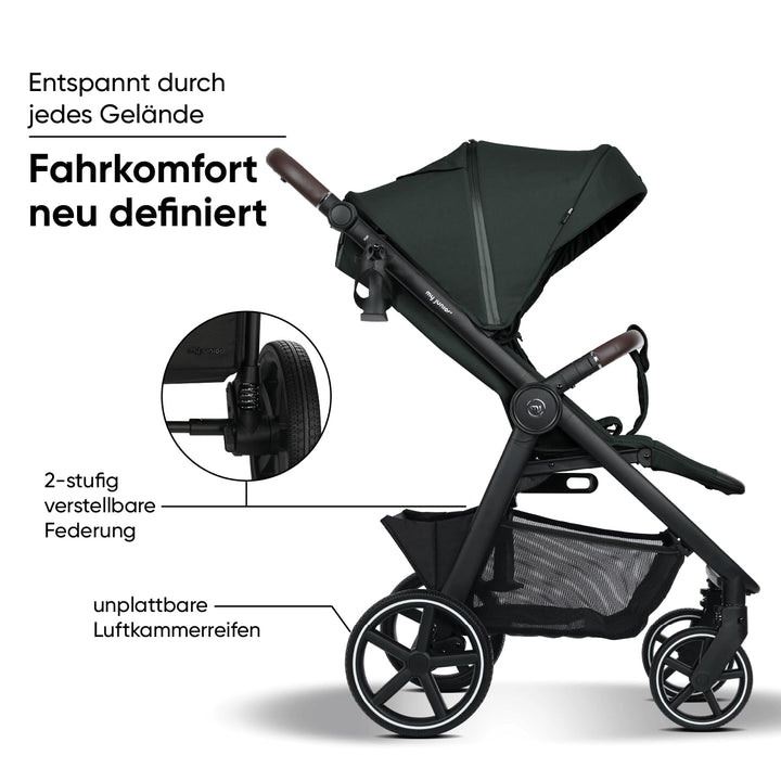 my junior® PLIA² | grosser Komfortbuggy mit Luftkammerreifen, Einhand-Faltmechanismus, einstellbare