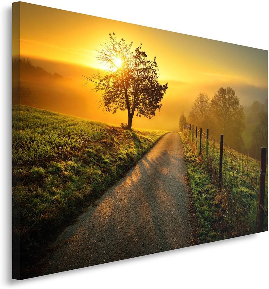 Feeby Bilder Sonnenuntergang Bäume 70x50 cm 1 Teilig Wohnzimmer Schlafzimmer Büro Flur Küche Wandbil