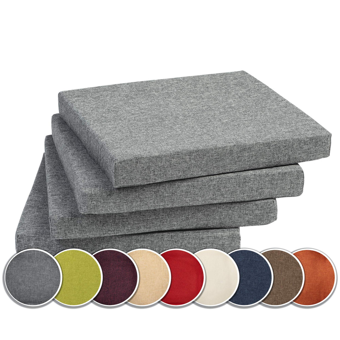 sunnypillow 4er Set Stuhlkissen mit Bindebänder - 40 x 40 x 3 cm - Sitzkissen Outdoor für Stühle/Bän