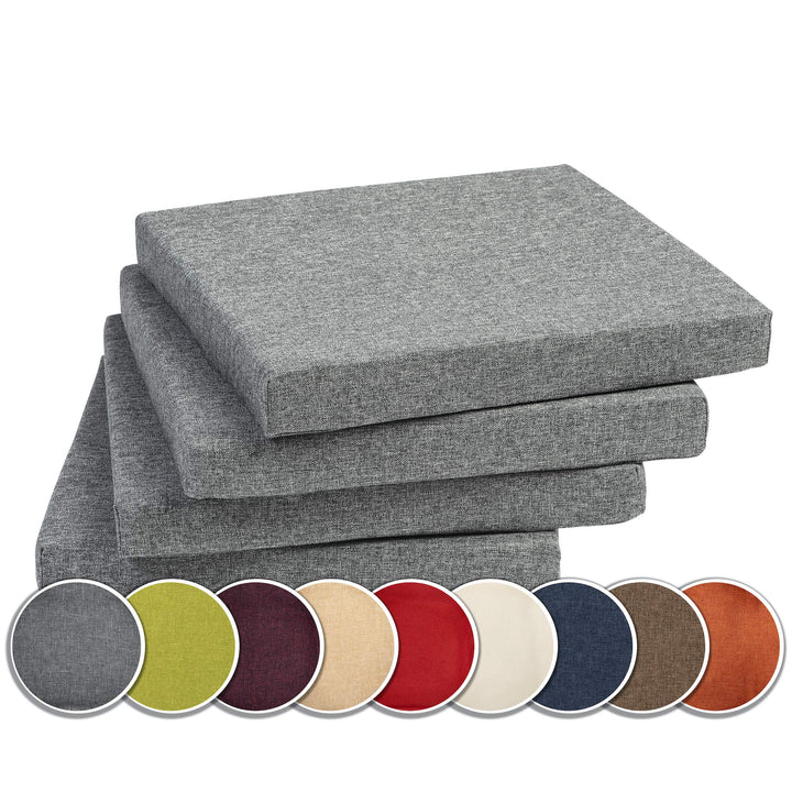 sunnypillow 4er Set Stuhlkissen mit Bindebänder - 40 x 40 x 3 cm - Sitzkissen Outdoor für Stühle/Bän