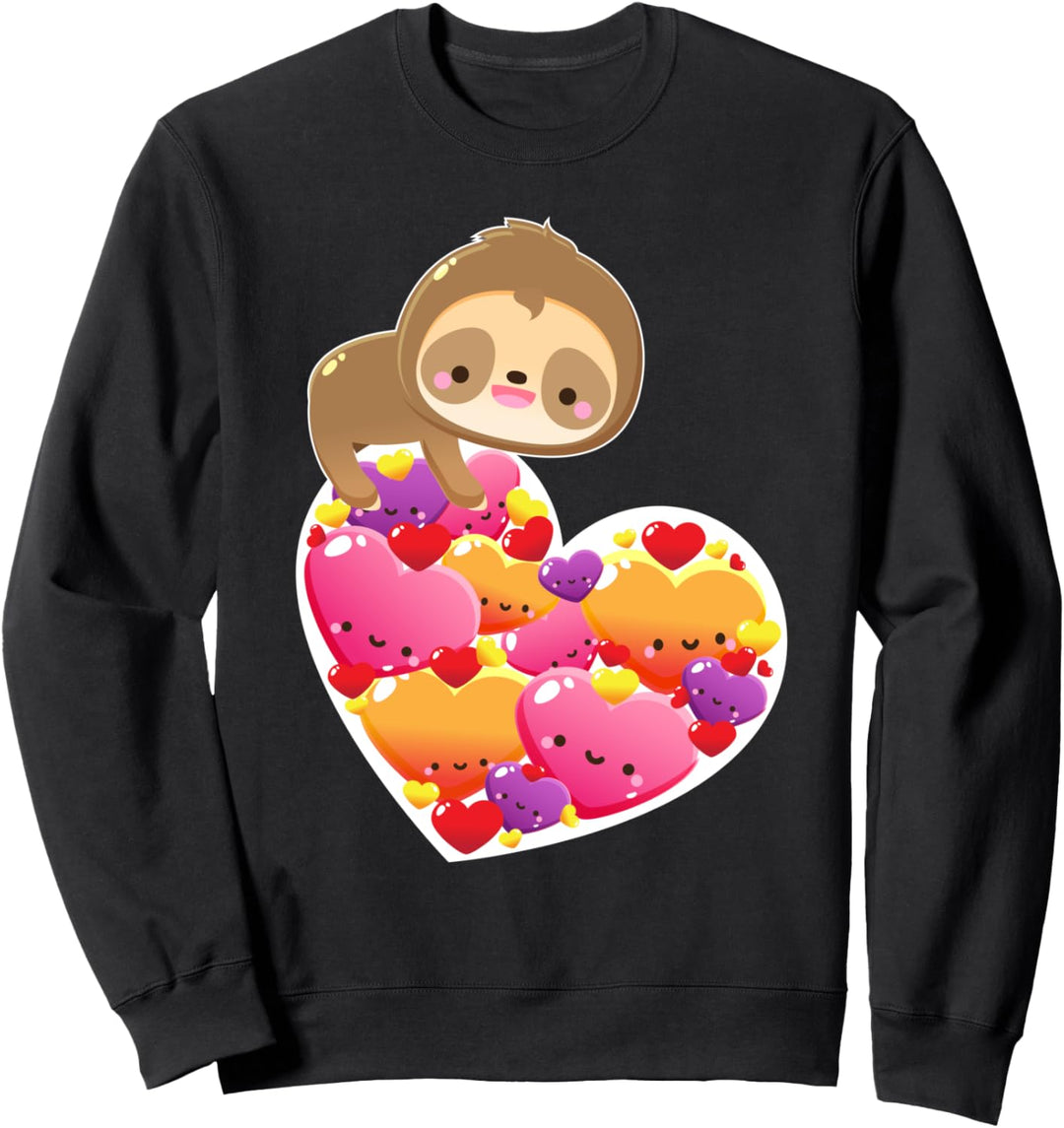 Sloth Valentines Shirt for Girls Sloths Gifts Women Heart Sweatshirt