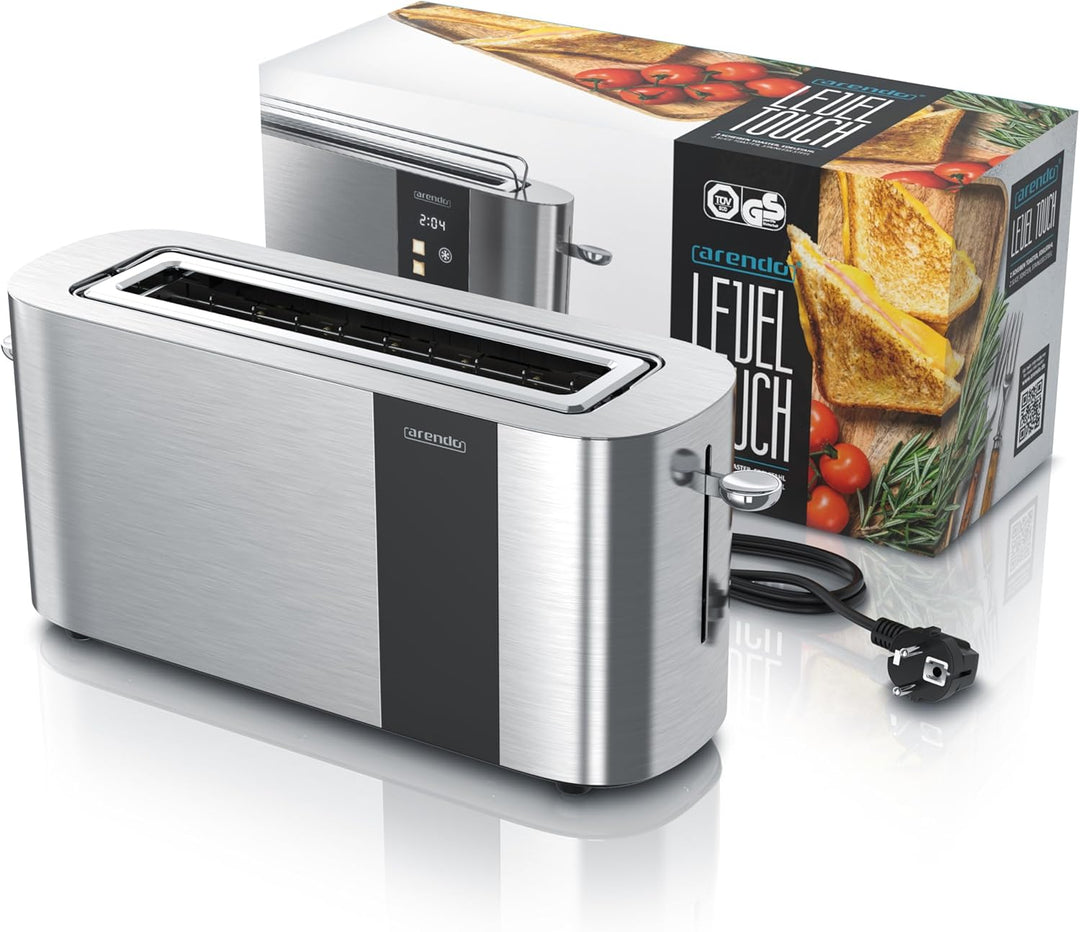Arendo - Edelstahl Toaster 2 Scheiben Langschlitz - Touchscreen – Doppelwandgehäuse – Integrierter B