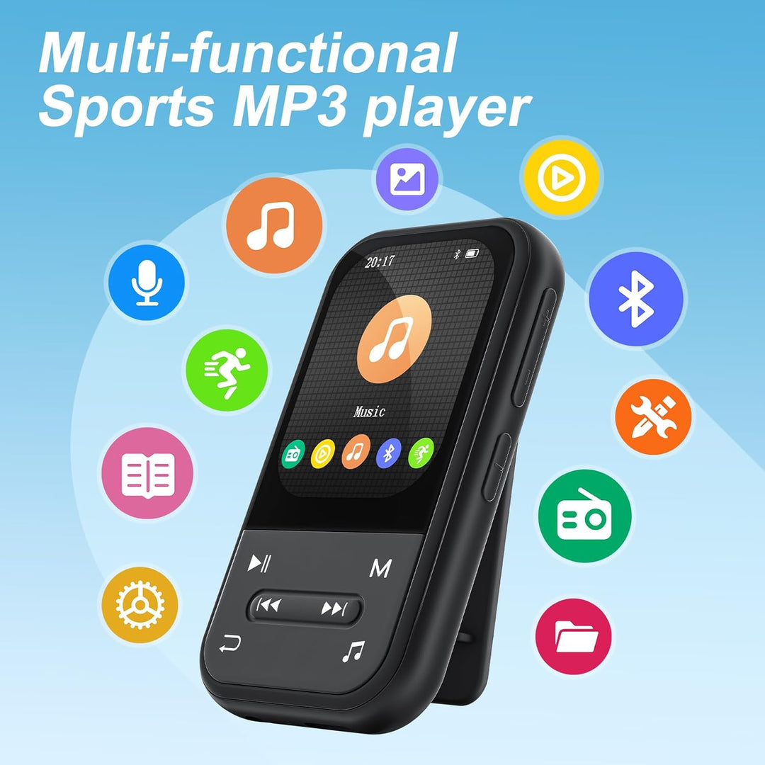 64GB MP3 Player - Clip MP3 Player mit Bluetooth 5.3, tragbarer Musikplayer mit FM-Radio, Sprachaufne