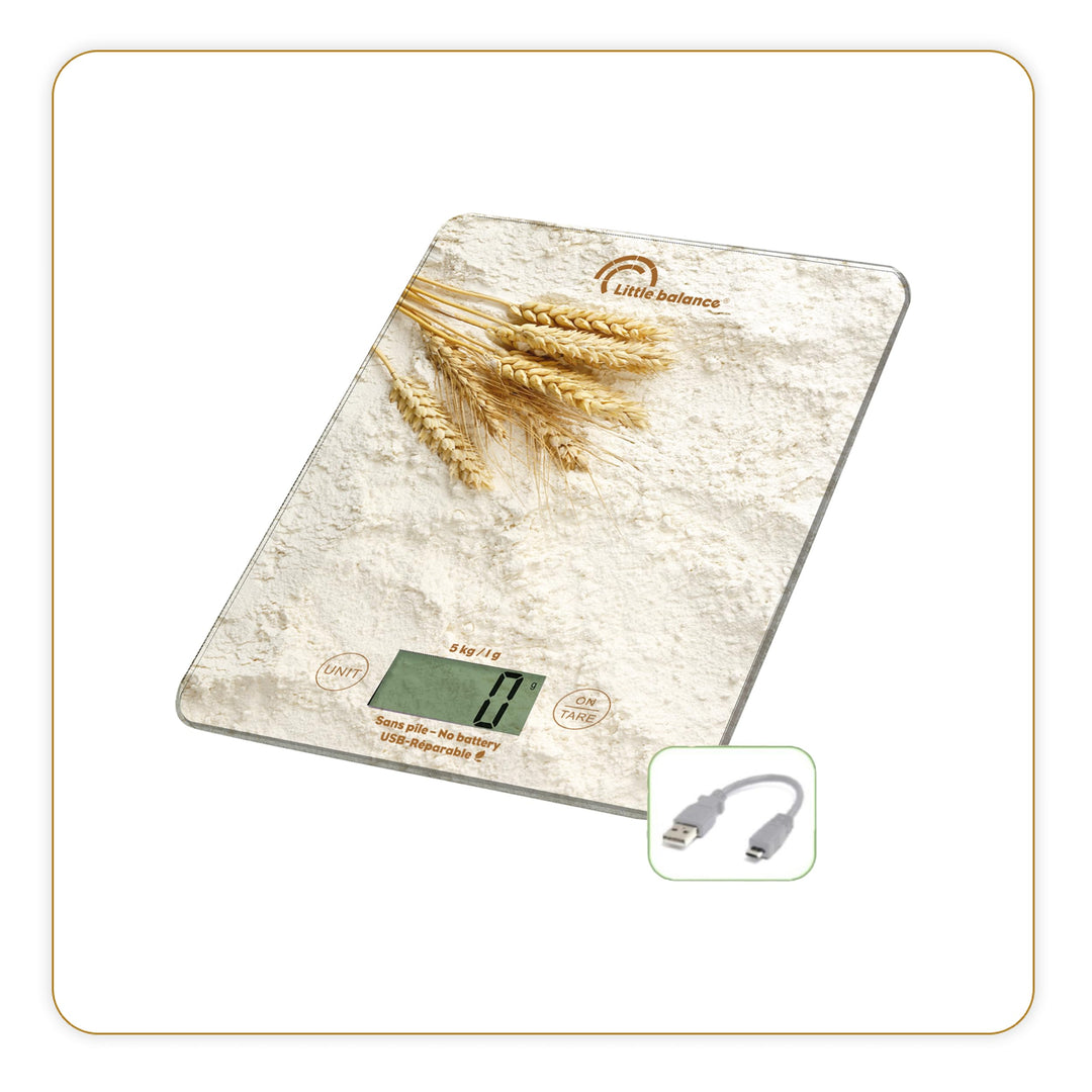 LITTLE BALANCE La Beauce 8716 Slim USB-R Küchenwaage ohne Batterie, wiederaufladbar, USB, reparierba