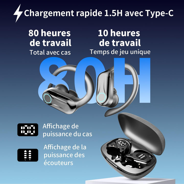 AI In-Ear-Kopfhörer mit Sofortwirkung, 80 Stunden Bluetooth 6.1, kabellos, Open Ear mit 198 Sprachen