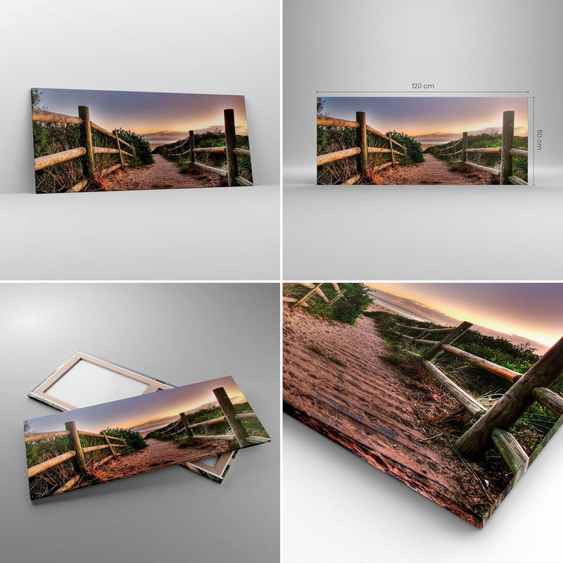 Wandbilder Dekoration Wohnzimmer Pfad Landschaft Himmel Panorama Bilder auf Leinwand 120x50cm Leinwa