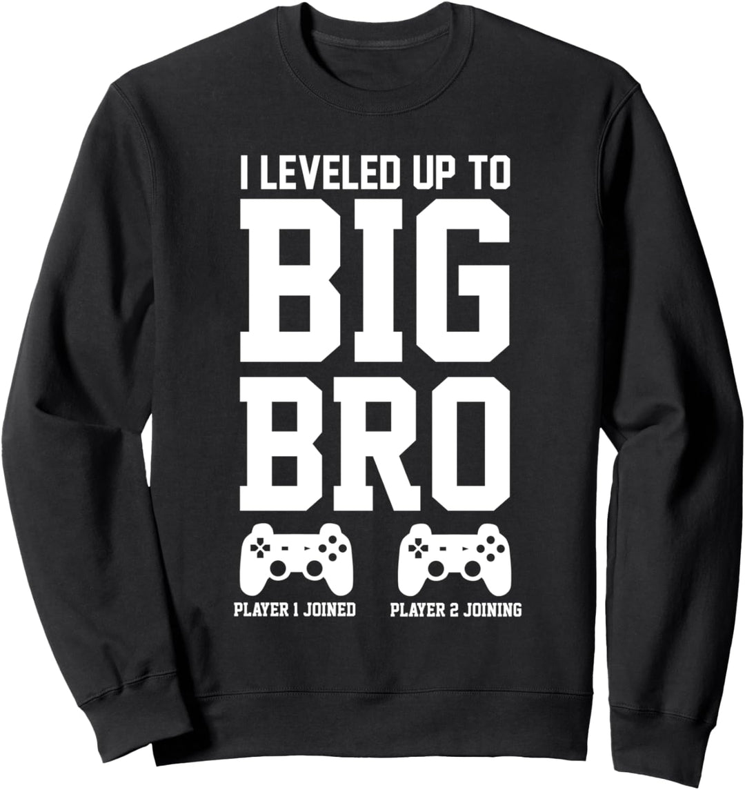 I leveled up to big bro computer game junge herren runde Sweatshirt
