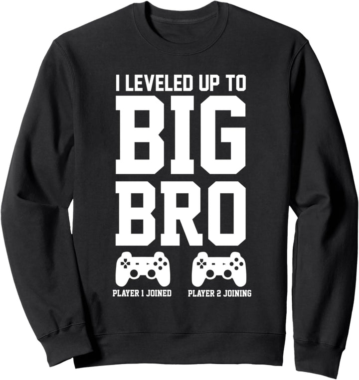 I leveled up to big bro computer game junge herren runde Sweatshirt