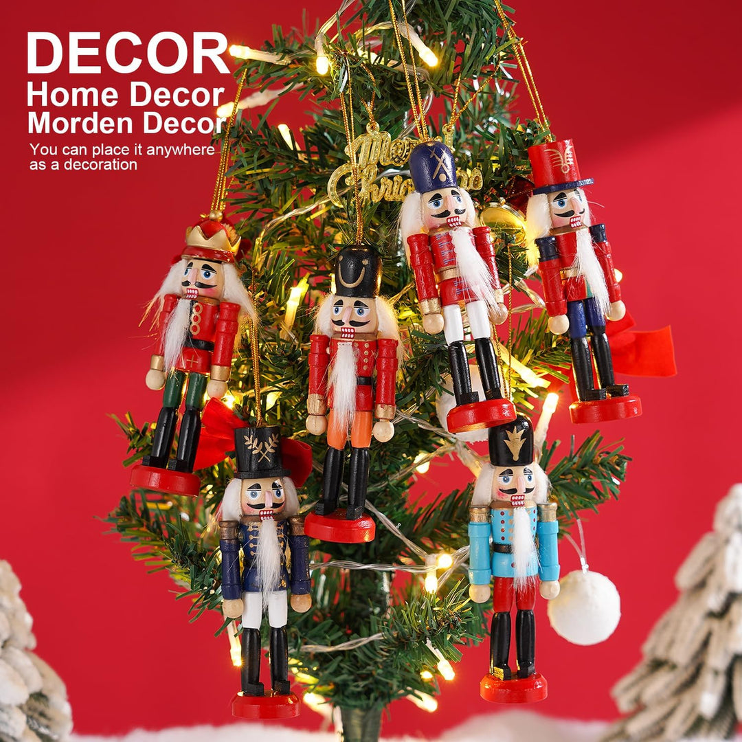 COMBIUBIU 6PCS Nussknacker Figuren Holz Nussknacker Soldaten,Traditionelle Weihnachten Nussknacker F