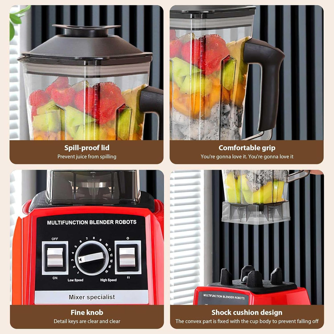 1500W Standmixer, 3-in-1 Hochleistungsmixer mit 2.5L+1.5L+0.5L Container, 15 Geschwindigkeiten, Auto