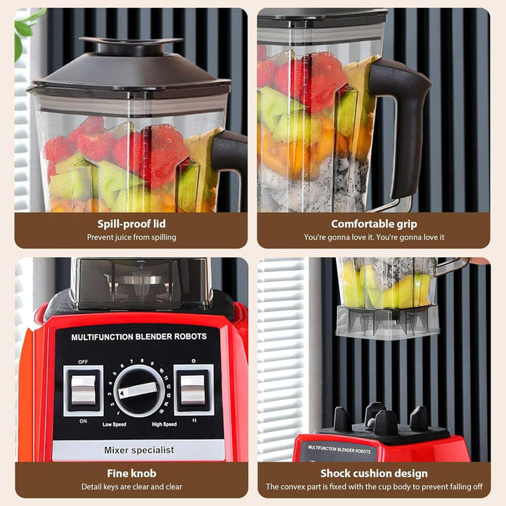 1500W Standmixer, 3-in-1 Hochleistungsmixer mit 2.5L+1.5L+0.5L Container, 15 Geschwindigkeiten, Auto