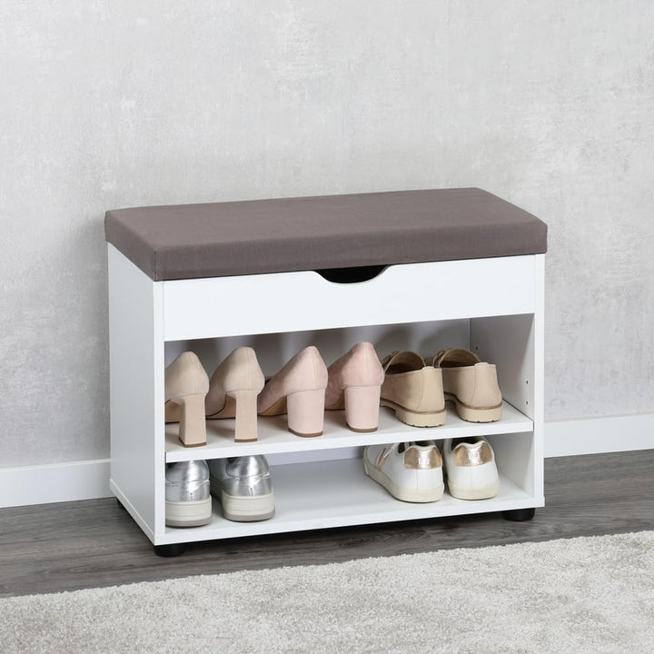 Kesper | Schuhschrank mit Sitzkissen, Material: Faserplatte, Masse: B60 x H45 cm x L30 cm, Farbe: We