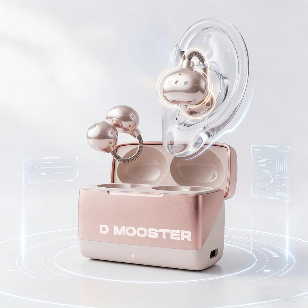 Dmooster D95 Kabellose Kopfhörer–Immersiver Klang, Kreatives Design Clip-On-Open-Ear-Kabellose Ohrhö