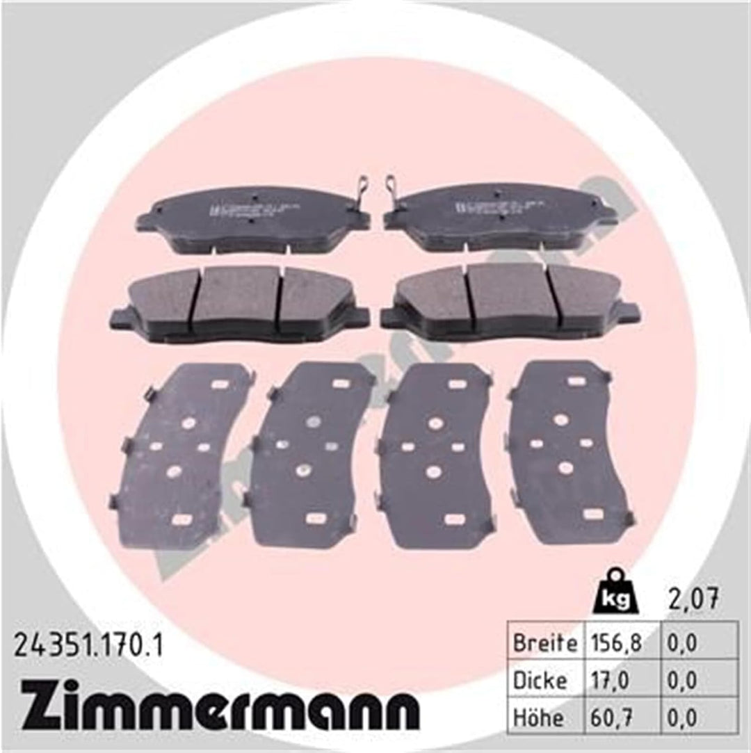 ZIMMERMANN 24351.170.1 Serie Bremsbeläge, vorne/hinten, 2 Sensoren Akustische, inklusive Platte dämp