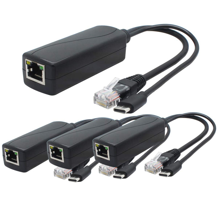 ANVISION PoE-Splitter, 5 V, USB Typ C, 48 V auf 5 V, 2,4 A, IEEE 802.3af-konform. USB C （5V), USB C