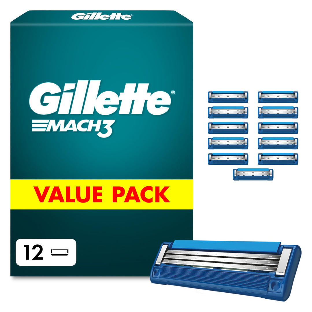 Gillette Mach3 Turbo Rasierklingen für Männer, 12 Original Gillette Ersatzklingen, Klingen für Herre