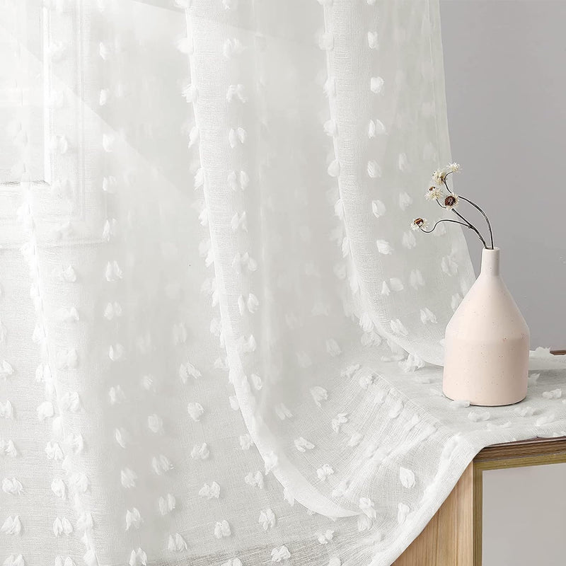 Joywell Gardinen Wohnzimmer Vorhänge Transparente Voile Sheer Vorhänge Mädchenzimmer Leinenstruktur