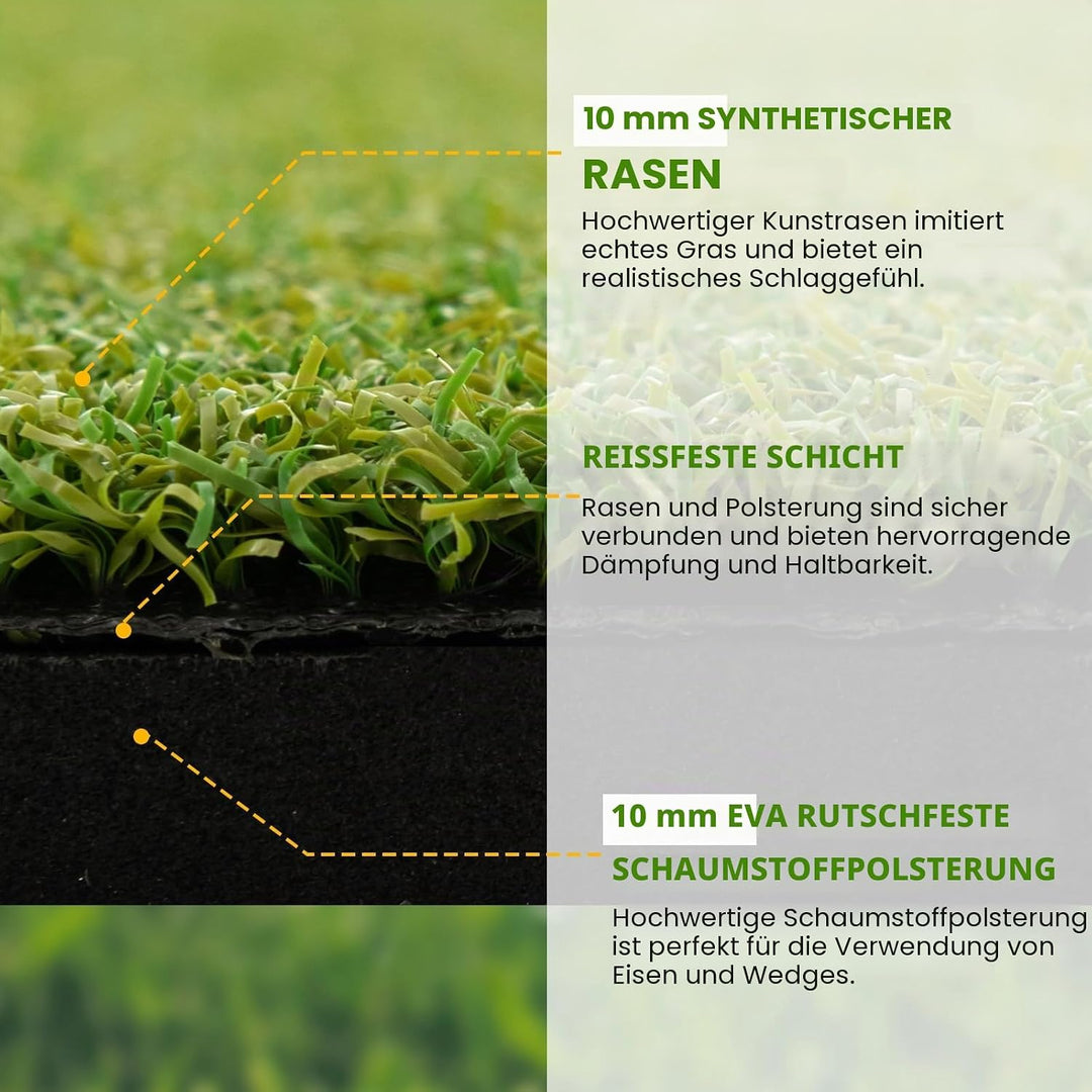 LIFEZEAL Golf Übungsmatte, Abschlagmatte Golf mit 6 Abschlagpositionen, Outdoor Sports Golf Training