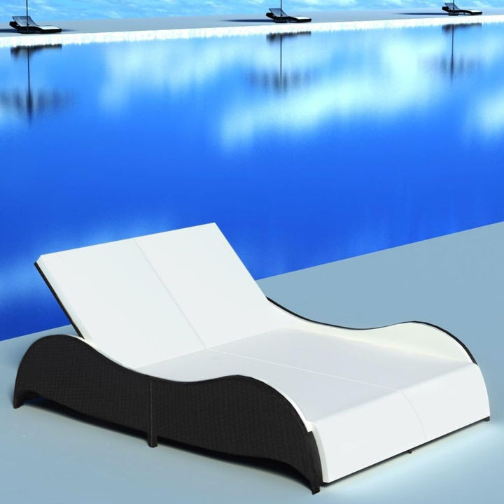 Festnight Doppel Sonnenliege mit Auflage für 2 Person Doppelliege Relaxliege Sonneninsel Lounge Sonn
