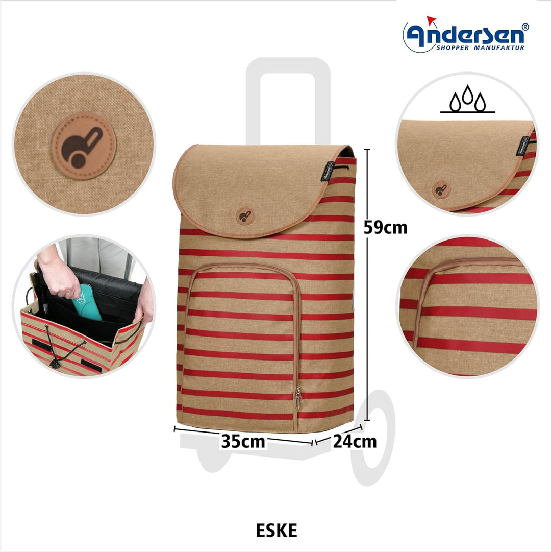 ANDERSEN Einkaufstrolley - Shopper Eske rot 47 L Handwagen, modern, nachhaltig, Shopping, Aluminium,