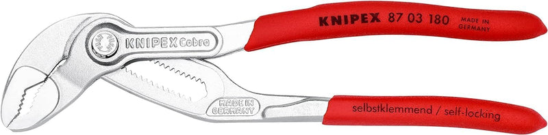 KNIPEX Cobra, Wasserpumpenzange | Rohrzange, Chrom-Vanadium, Rostschutz verchromt, 180 mm, 87 03 180