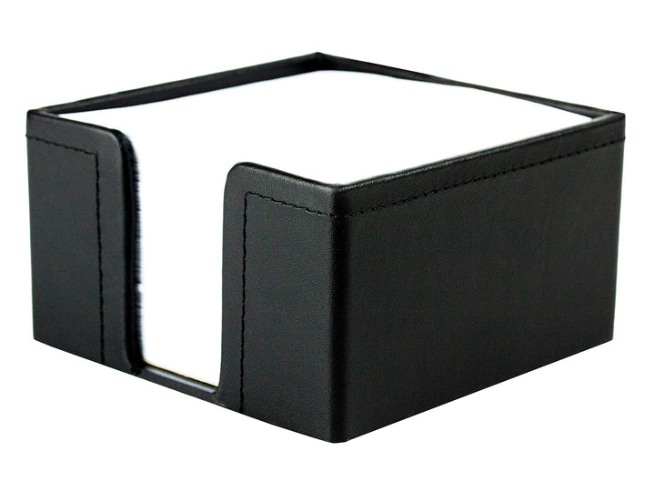 DELMON VARONE - Zettelkasten Premium Leder Boxcalf schwarz, Zettelbox inkl. 500 Blatt Papier, Notizz