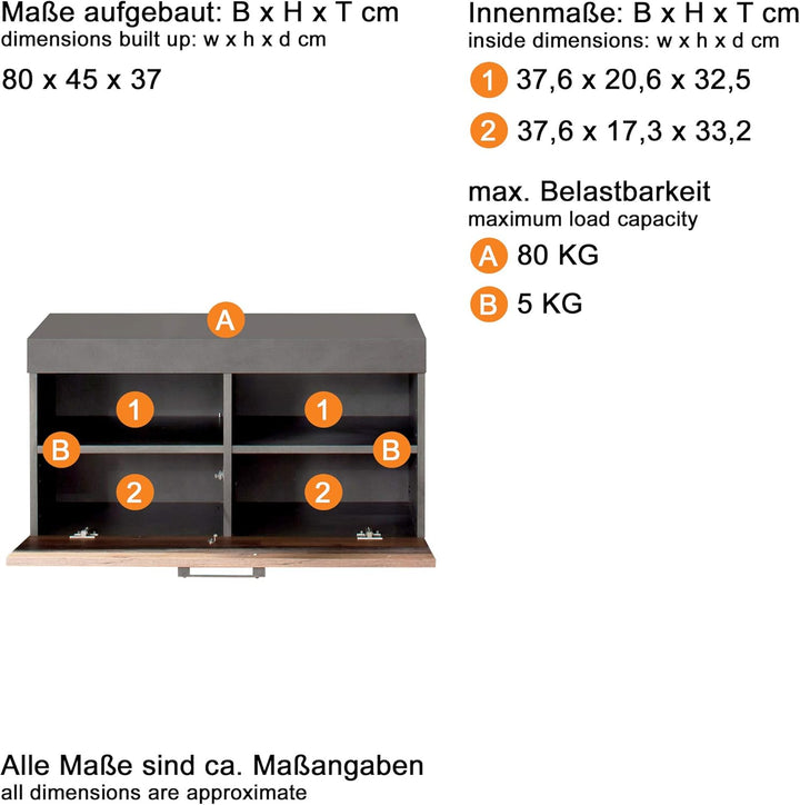 trendteam smart living - Garderobensitzbank Sitzbank - Garderobe - Indy - Aufbaumass (BxHxT) 80 x 45
