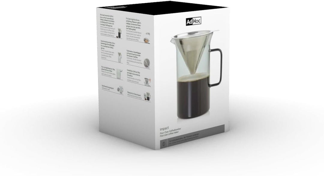 AdHoc MC82 Pour Over Kaffeebereiter Impact | 600 ml | Mundgeblasenes Borosilikatglas | Aromaschonend