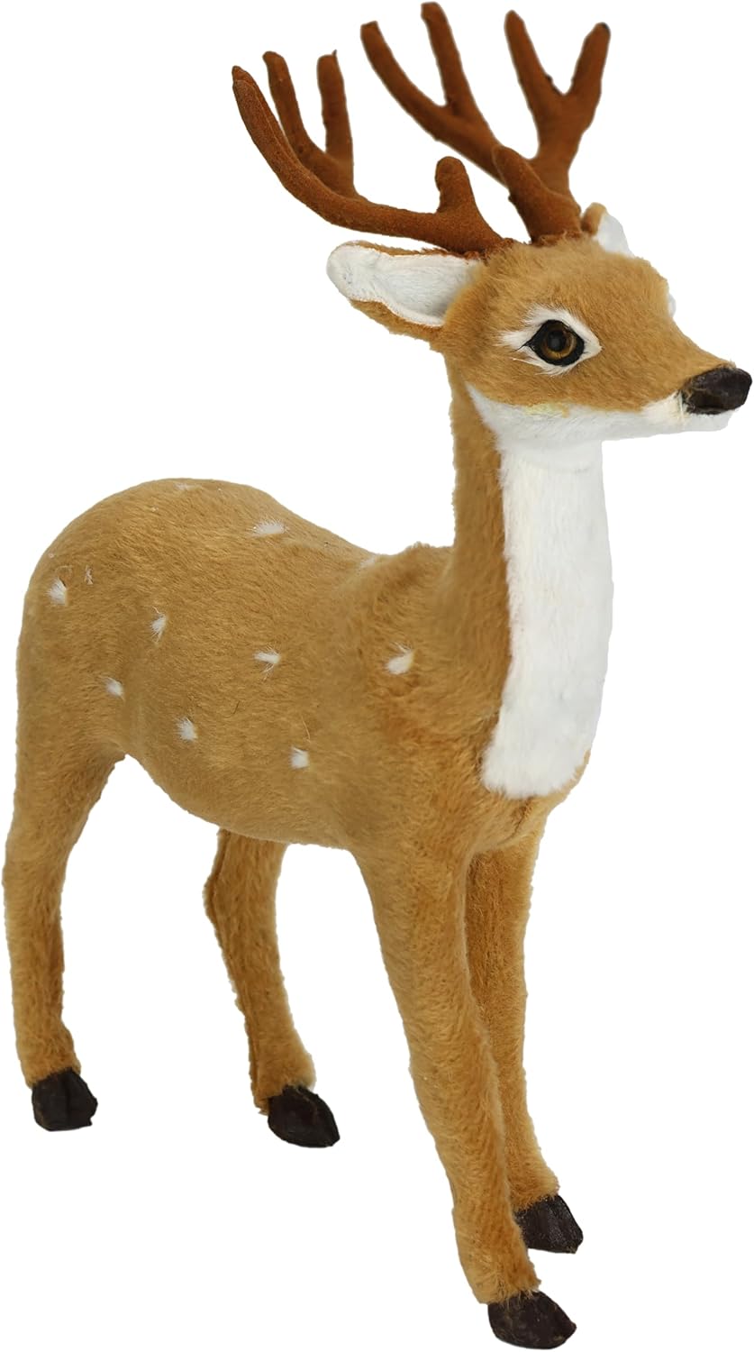 Tierfigur REH aus Kunstfell Realistisches Waldtier Statue Ornamente niedliches Pelz Plüschtier Wald-