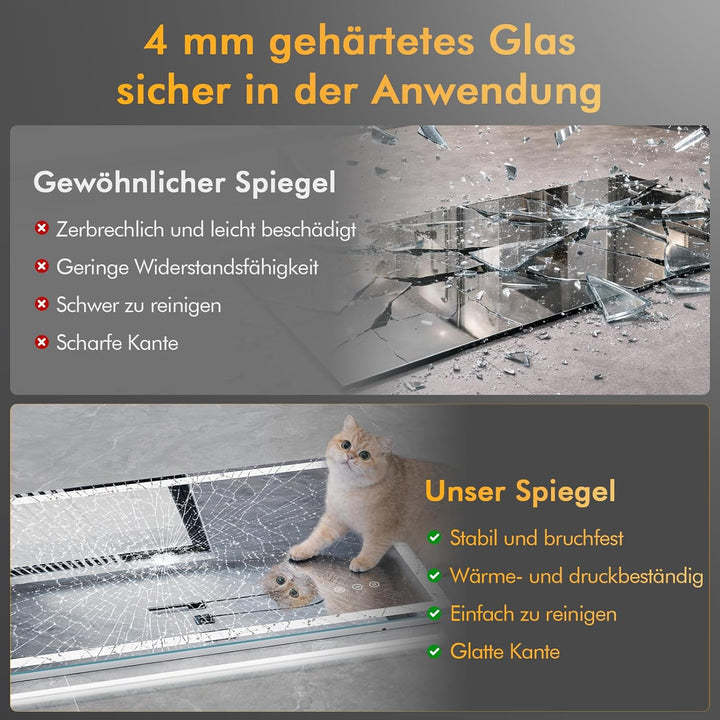 Badezimmerspiegel mit Beleuchtung, 80x60cm LED Spiegel mit Licht, 3 Farben Dimmbar, Antibeschlag, Me