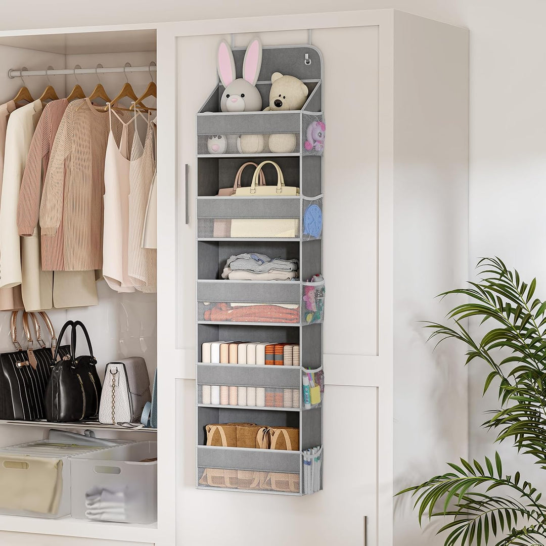 LAMU 2er Pack Tür Organizer Hängend, 5-Fächer Mit 10 Seitlichen Taschen, Organizer Hängend, Aufbewah