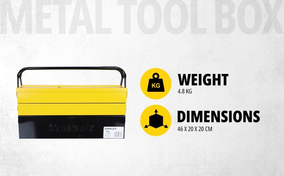 Stanley Werkzeugbox / Werkzeugkoffer CantiLever (47.70 x 25.70 x 22.10 cm), mit Klemmschutz für Werk