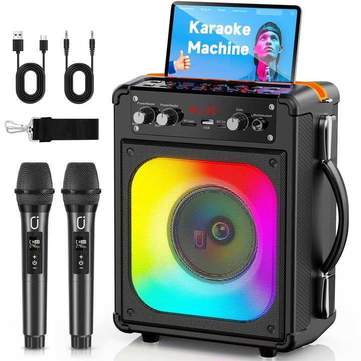 Karaoke Maschine Karaoke Anlage Mit 2 Mikrofonen, Karaoke Set Tragbare Karaoke Maschine Mit 2 Drahtl