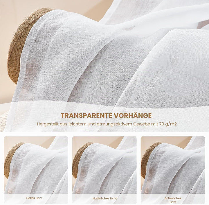 Topfinel Gardinen Kurz Vorhang kräuselband Stores Gardine Schals mit Ösen Voile Curtains Living Room