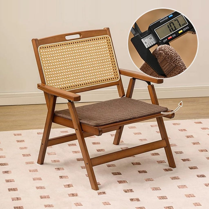 Mgchowue Holz Rattan Klappstühle, mit Polster, Tragbar Platzsparend Freizeitstuhl für Balkon und Woh