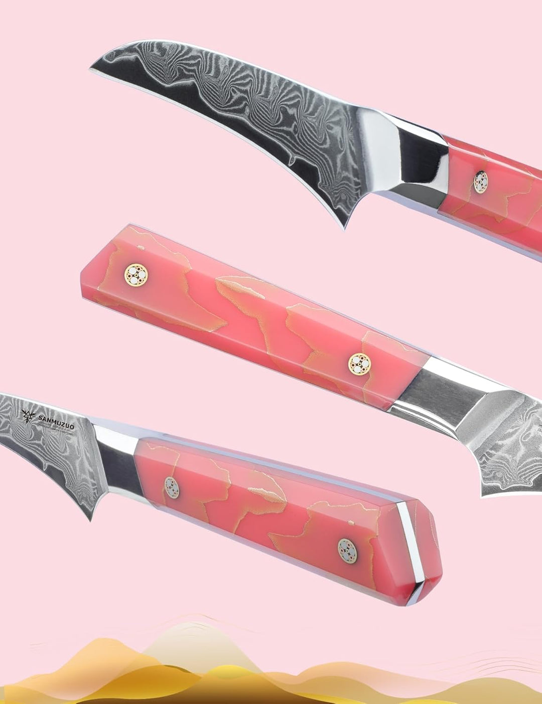 Vogelschnabel-Schälmesser 9 CM, professionelles Küchenschälmesser, ultrascharfer Damaszener Pulverst