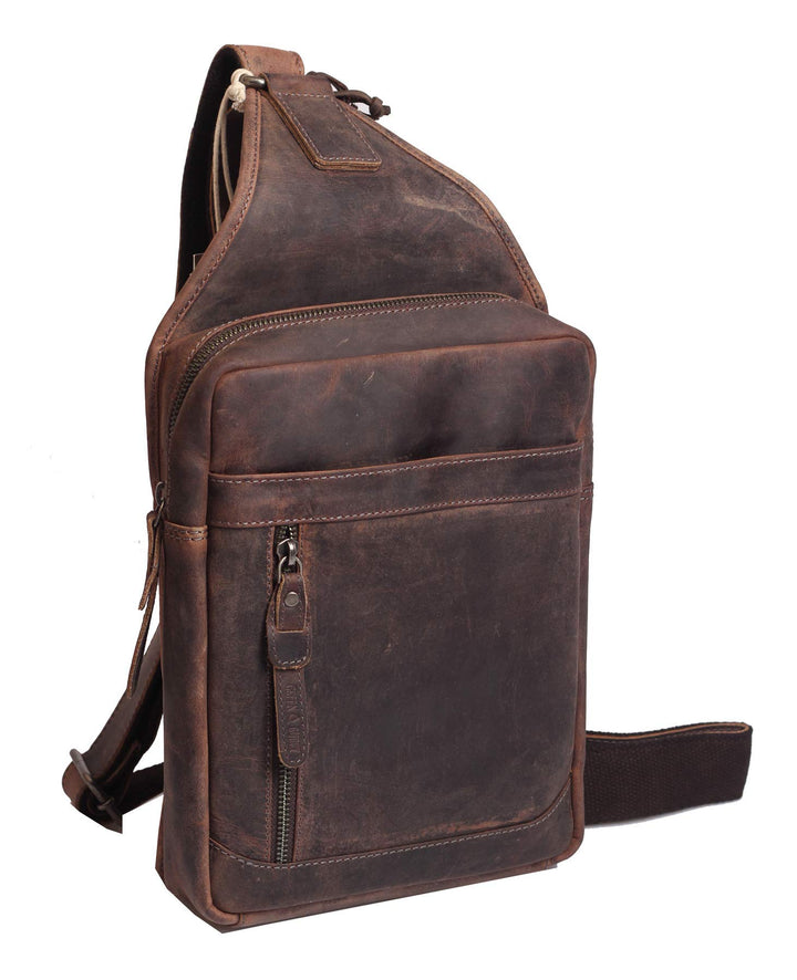 Greenburry Vintage Umhängetasche Braun 21x28x6,5cm Ledertasche Rucksack
