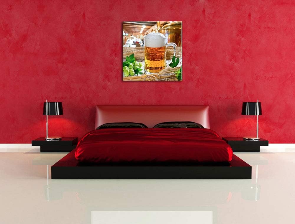 Deutsches frisches Bier, Format: 70x70 auf Leinwand, XXL riesige Bilder fertig gerahmt mit Keilrahme