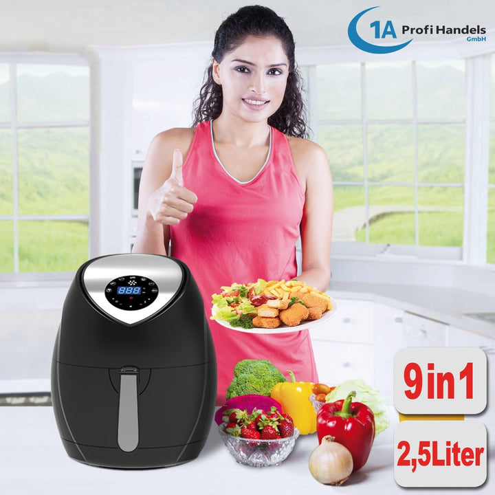 FRITTEUSE OHNE FETT HEISSLUFT-FRITTEUSE DIGITAL MULTI FRITTEUSE HEISSLUFT ECO-AIR-PROFI DC-1400W-1 s