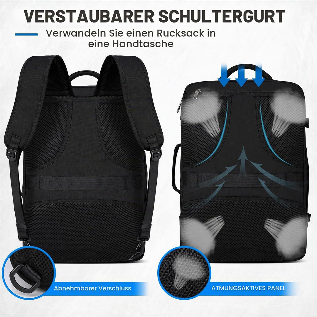 Lubardy Reiserucksack Herren Damen Handgepäck Rucksack Flugzeug Gross Laptop Rucksack 17 Zoll Wasser